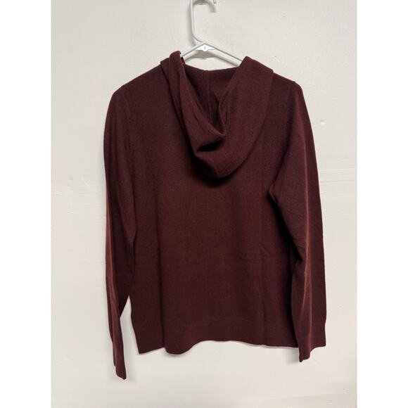 Quince Mongolian Cashmere Full-Zip Women Hoodie Sweater Size L In Rich Burgundy - Picture 2 of 5